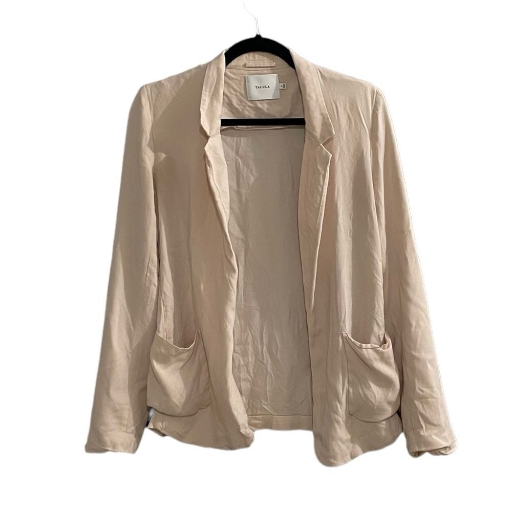 ARITZIA Talula Black Open Front Lightweight Blazer Jacket Ballet Pink Blush 8